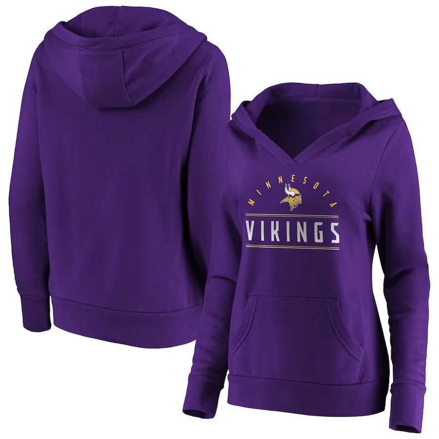 Women Minnesota Vikings Fanatics Branded Purple Iconic League Leader V-Neck Pullover Hoodie->women nfl jersey->Women Jersey